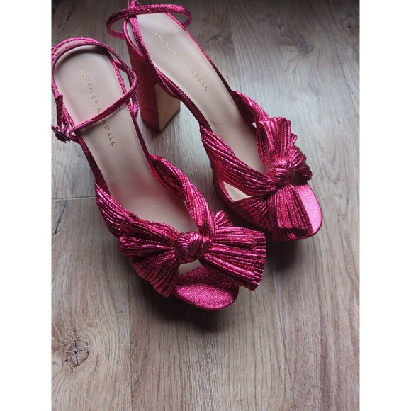 Loeffler Randall Natalia Platform Penny Knot Sandals Womens 11.5 Fuchsia Pink